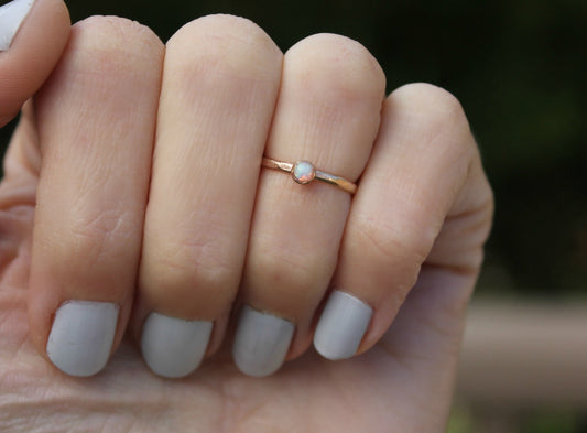 Gold midi ring, Opal midi ring, knuckle ring, gold filled ring - October birthstone, mid finger ring, gold ring