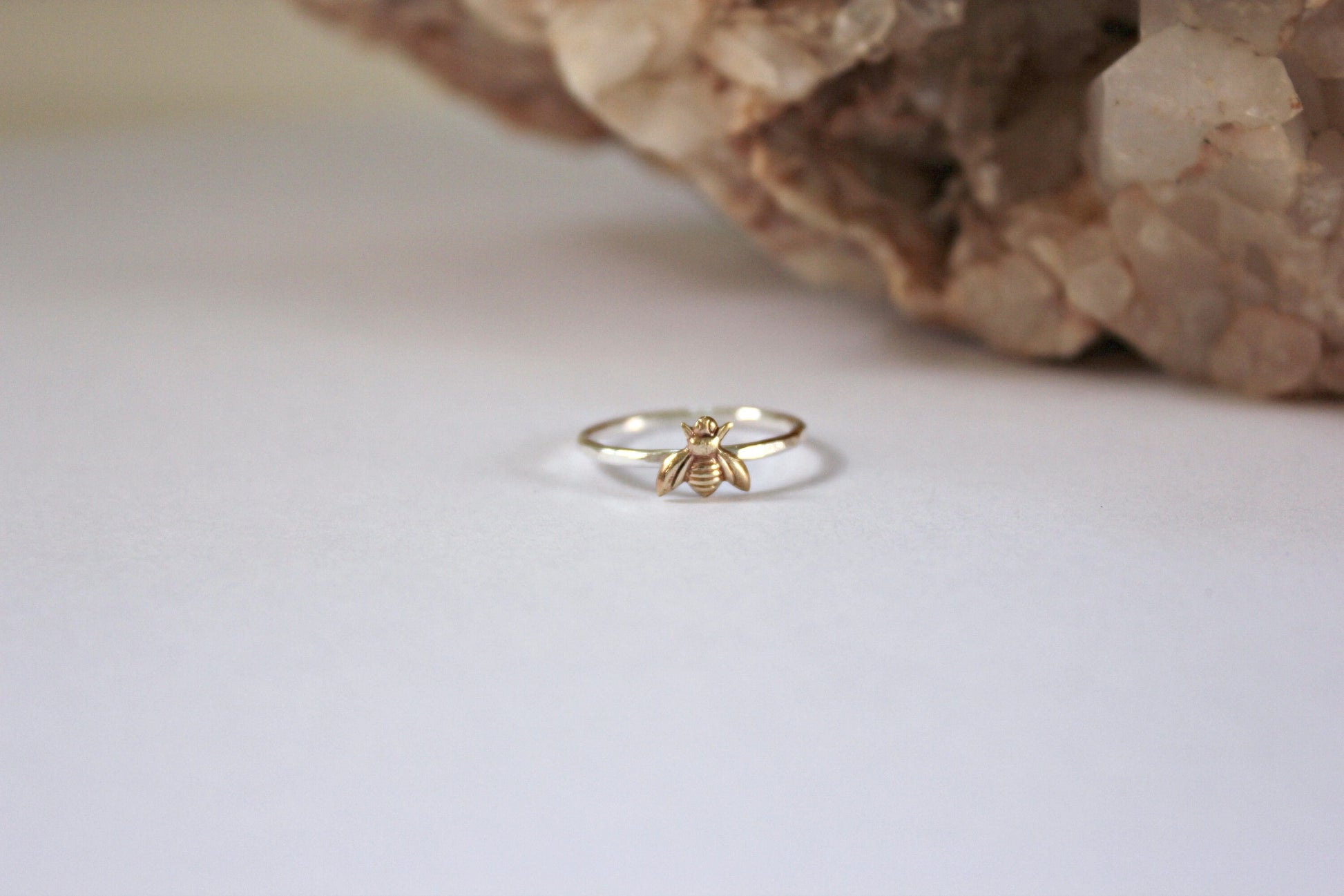 Silver rings ∙ Bee ring ∙ Sterling silver stacking ring ∙ Bee ring ∙ Silver ring ∙ Honeybee ring ∙ Rustic hammered band