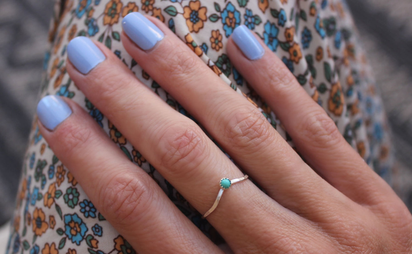 Turquoise ring, Silver ring, .925 sterling silver, birthstone ring, December birthstone jewelry, chevron stacking ring - midi rings