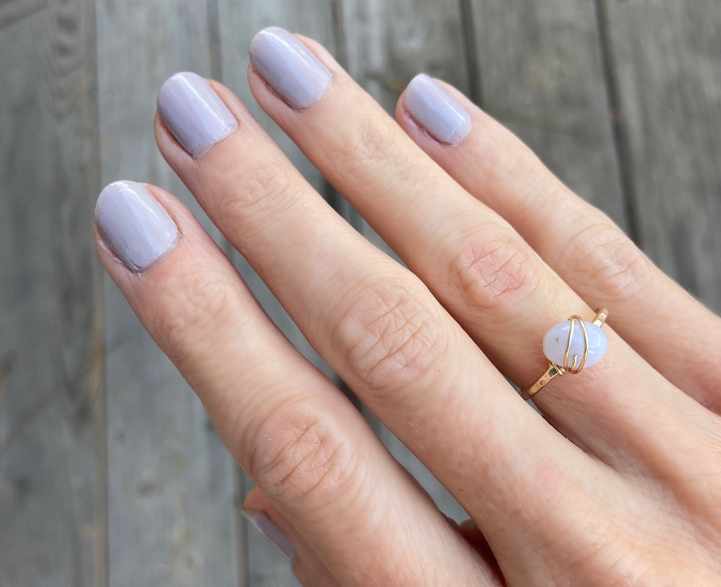 Gold fill Blue lace agate stacking ring ∙ Skinny gold ring ∙ Gold blue lace agate ring ∙ 14k gold filled ring