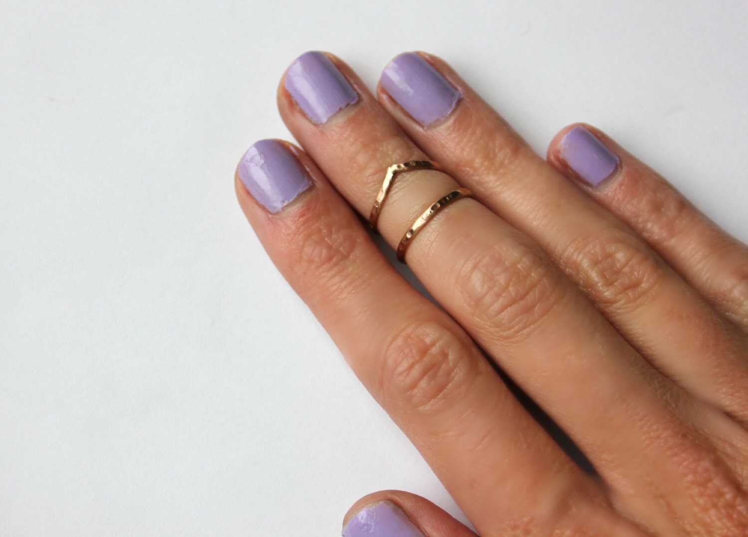 Midi rings ∙ Rose gold knuckle ring set ∙ 14k Rose Gold filled chevron stacking rings ∙ hammered, textured knuckle rings