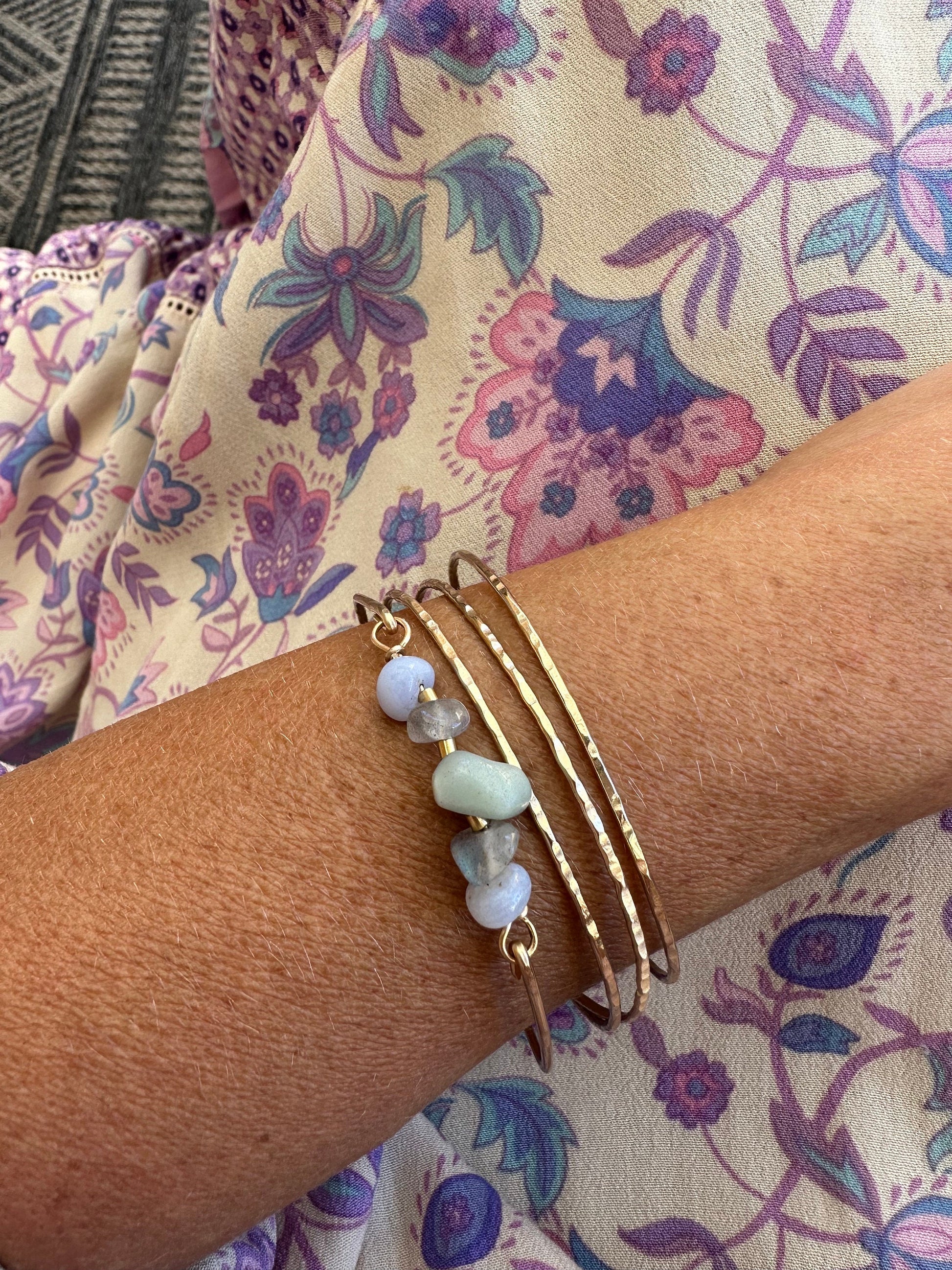 14k Gold filled bracelet, Gold filled hammered bangle