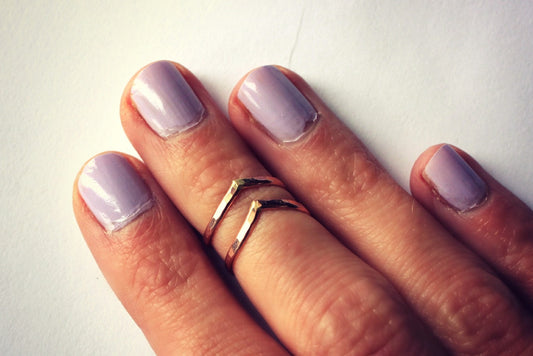 Midi rings, knuckle rings, Rose Gold knuckle ring set, chevron stacking rings - midi rings, Rose Gold rings