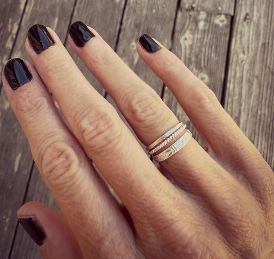 Sterling silver stacking rings, knuckle rings - midi rings, hammered, textured knuckle rings, silver rings