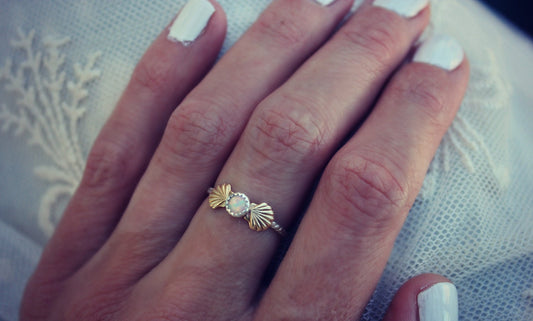 Sterling silver ring, opal ring, mermaid ring, stacking ring - available in Opal, Turquoise. Moonstone, Pearl and more!