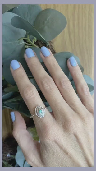 Sterling silver concho ring, opal ring, stacking ring, rope ring, midi ring, stackable ring