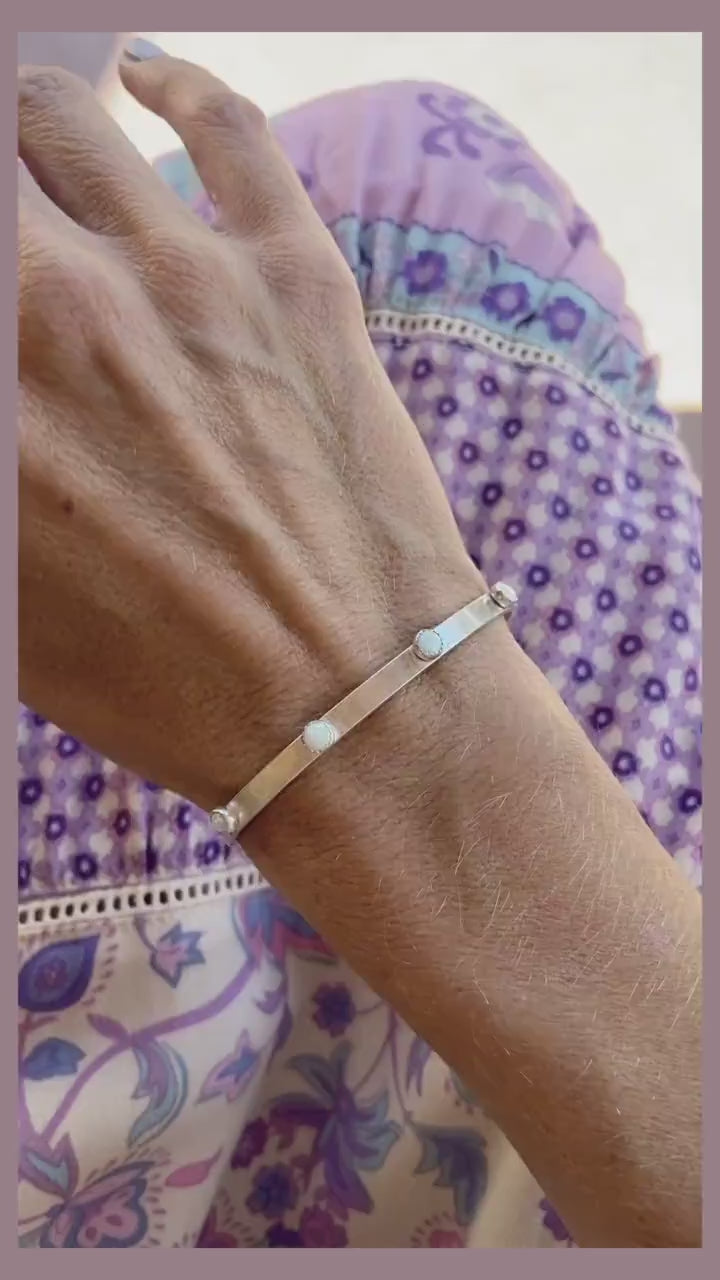 Opal bracelet, silver bracelet, sterling silver bangle bracelet, opal bracelet cuff, cuff bracelet silver, boho silver cuff, for her