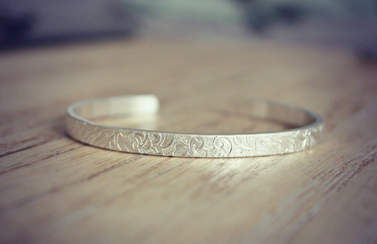 Sterling silver floral cuff bracelet