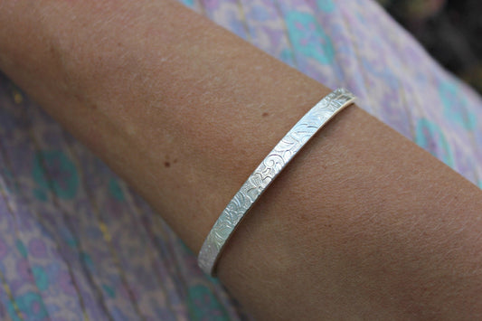 Sterling silver floral cuff bracelet