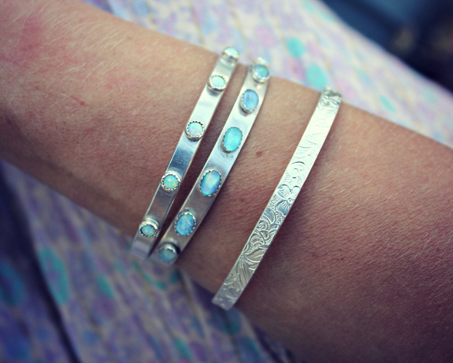Sterling silver floral cuff bracelet