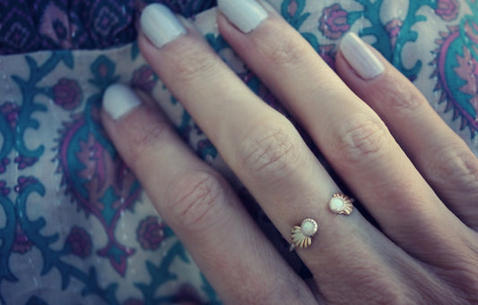 Sterling silver ring, opal ring, mermaid ring, stacking ring
