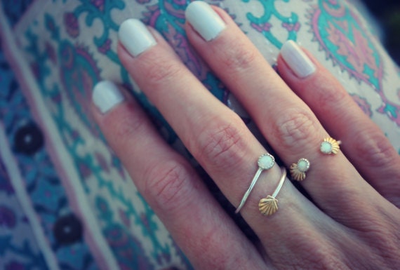 Sterling silver ring, opal ring, mermaid ring, stacking ring