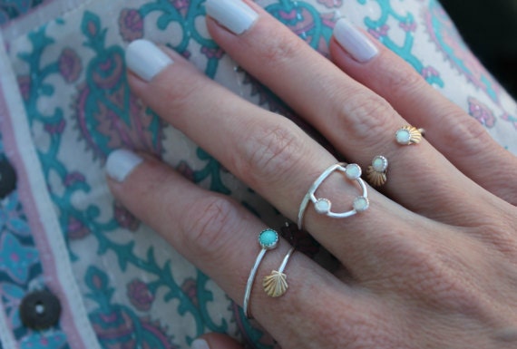 Sterling silver ring, opal ring, mermaid ring, stacking ring