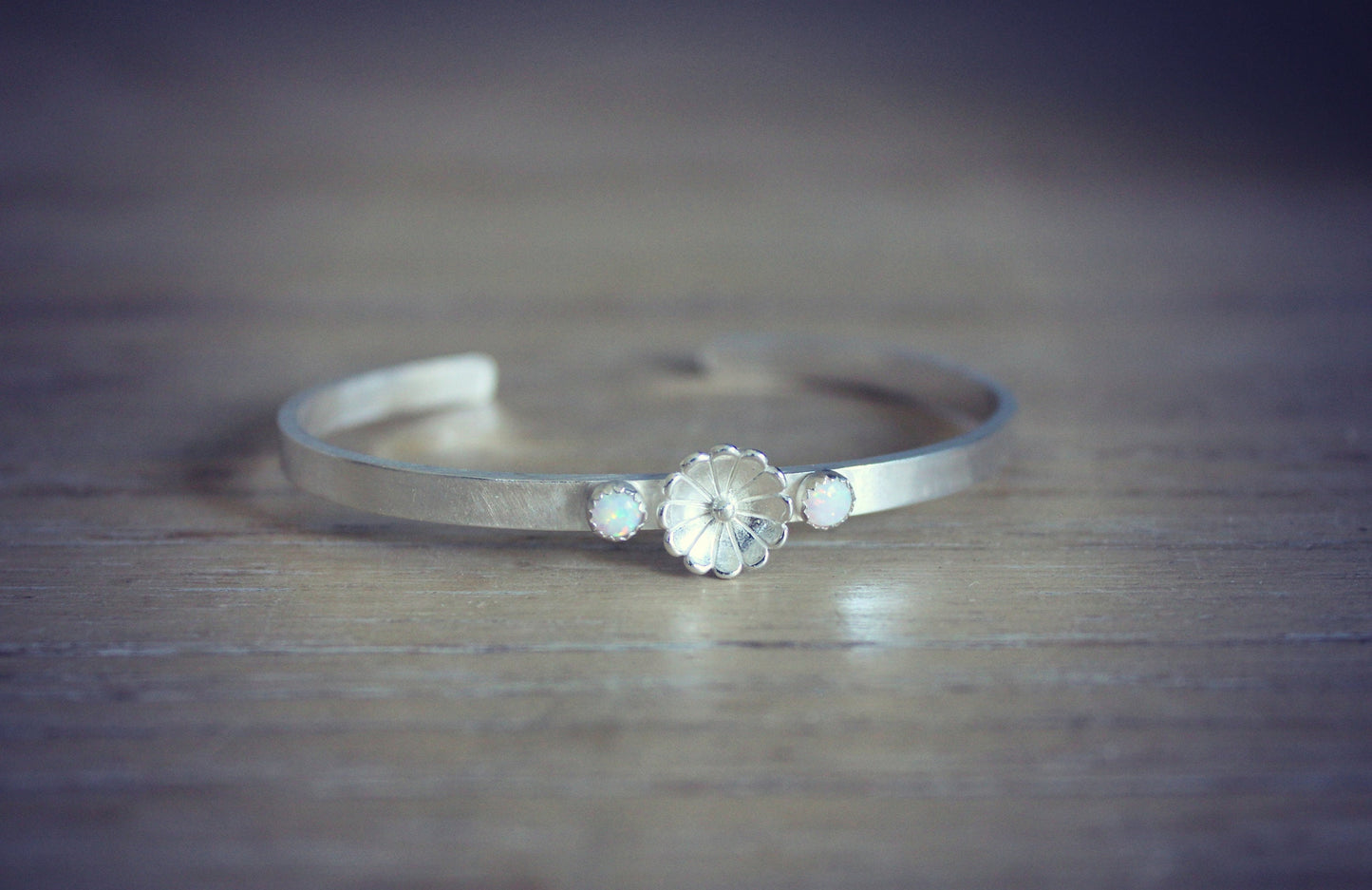 Sterling silver flower and Opal bracelet