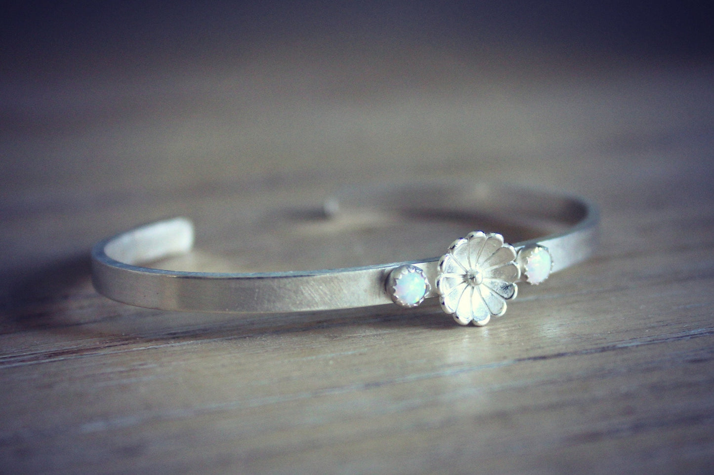 Sterling silver flower and Opal bracelet
