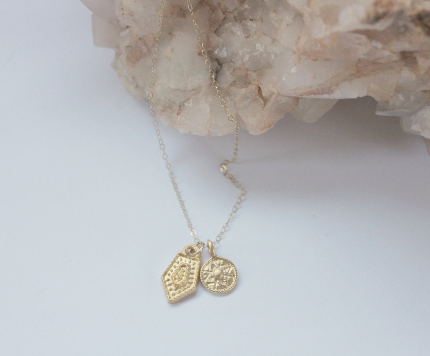 Gold talisman charm necklace