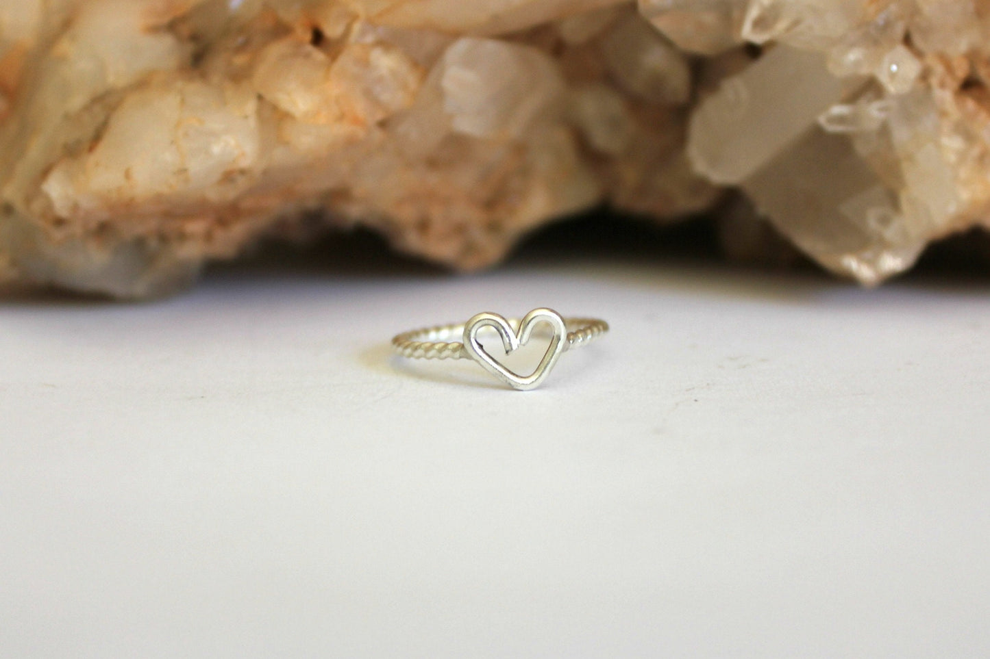 Sterling silver heart ring, mini heart ring, silver stacking ring, rustic hammered ring, valentines gift