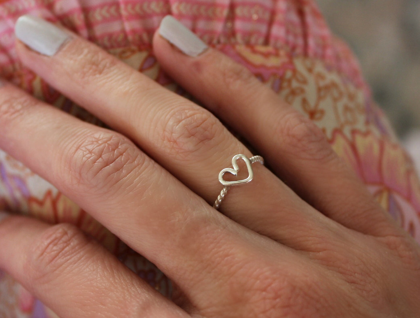 Sterling silver heart ring, mini heart ring, silver stacking ring, rustic hammered ring, valentines gift
