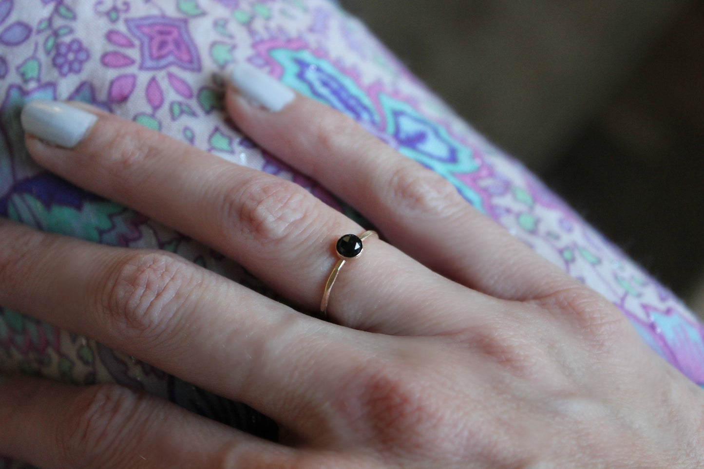 Black Onyx Gold filled ring
