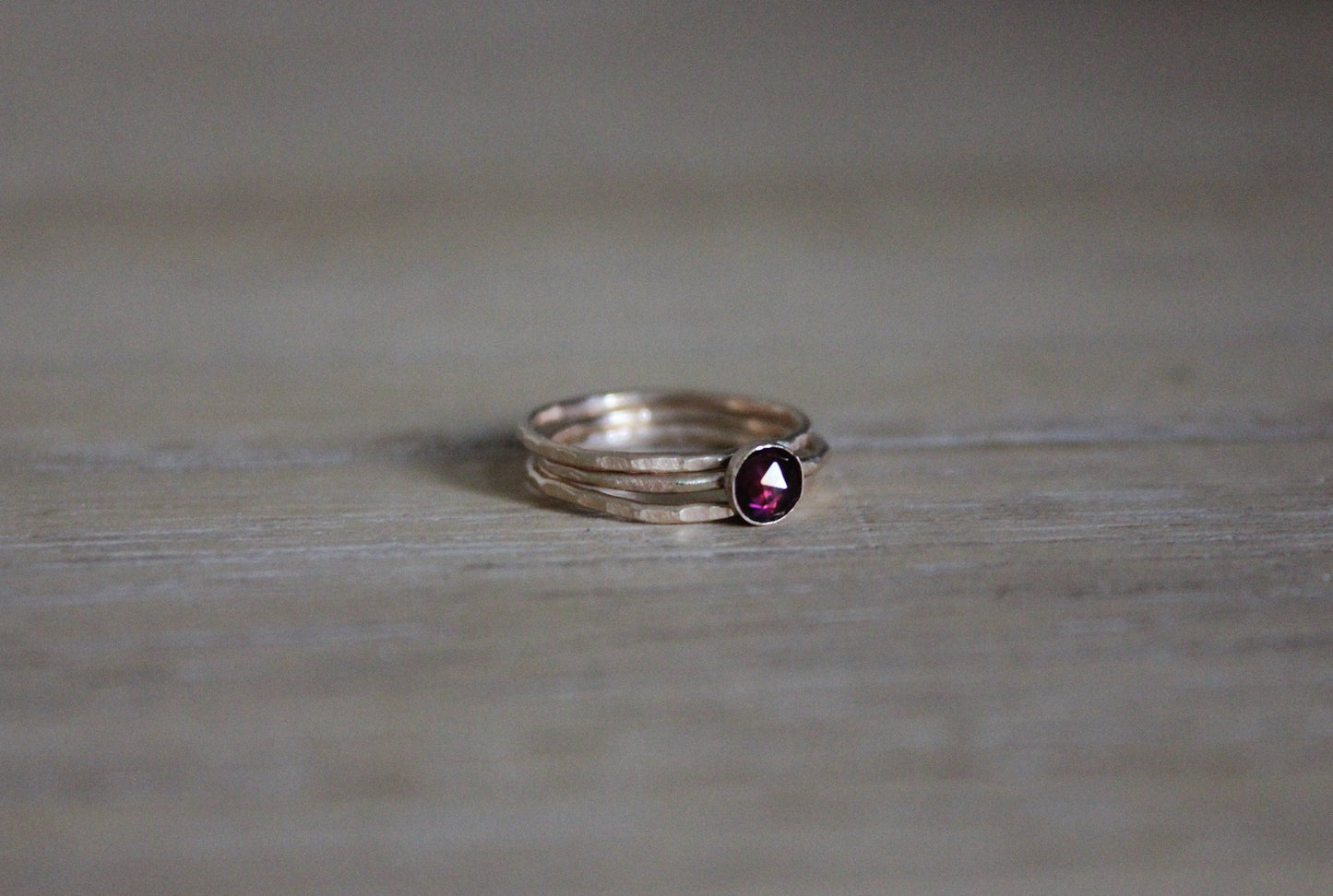 Gold filled Garnet stacking ring set