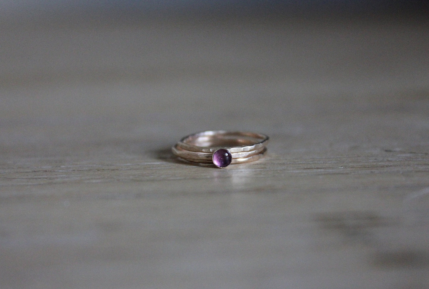 Gold filled Amethyst stacking ring set