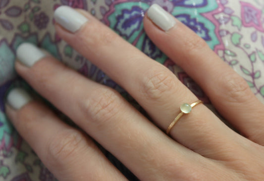 Gold filled Aqua chalcedony March birthstone ring