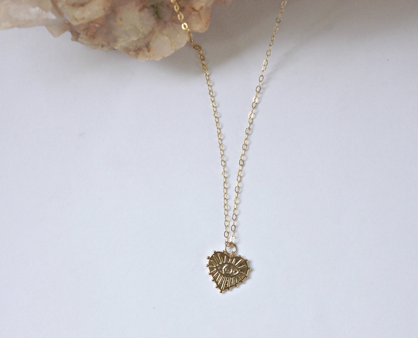 Gold heart Evil eye necklace