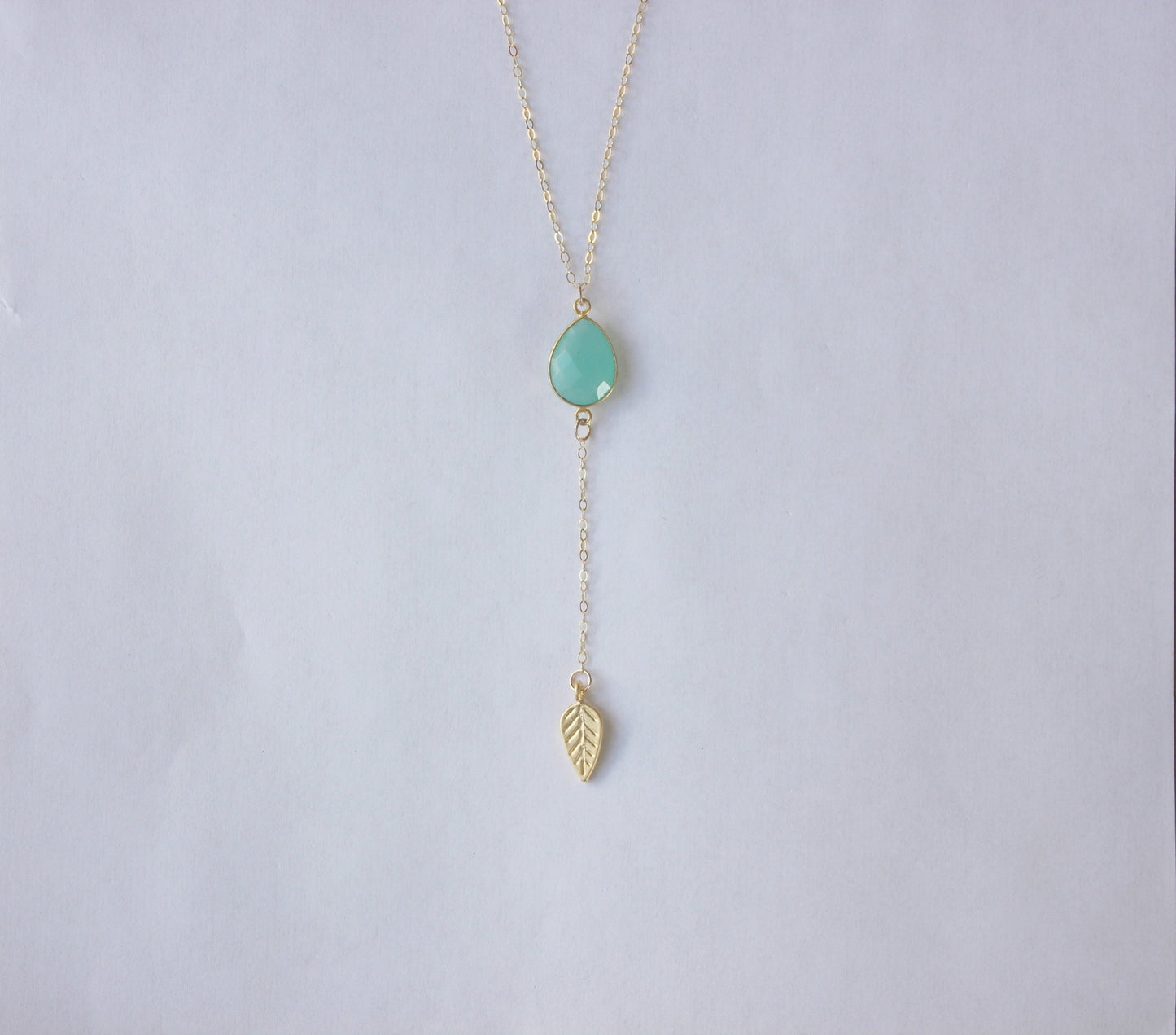 Aqua Chalcedony necklace on a gold filled chain