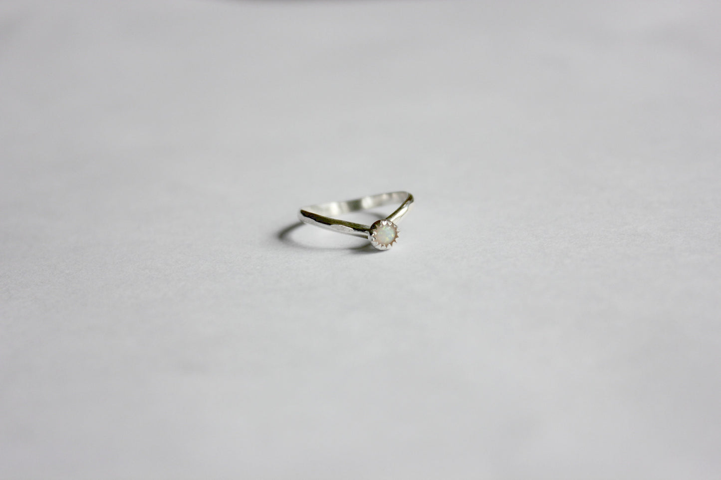 Sterling silver Opal knuckle ring, chevron stacking ring - midi ring, silver ring