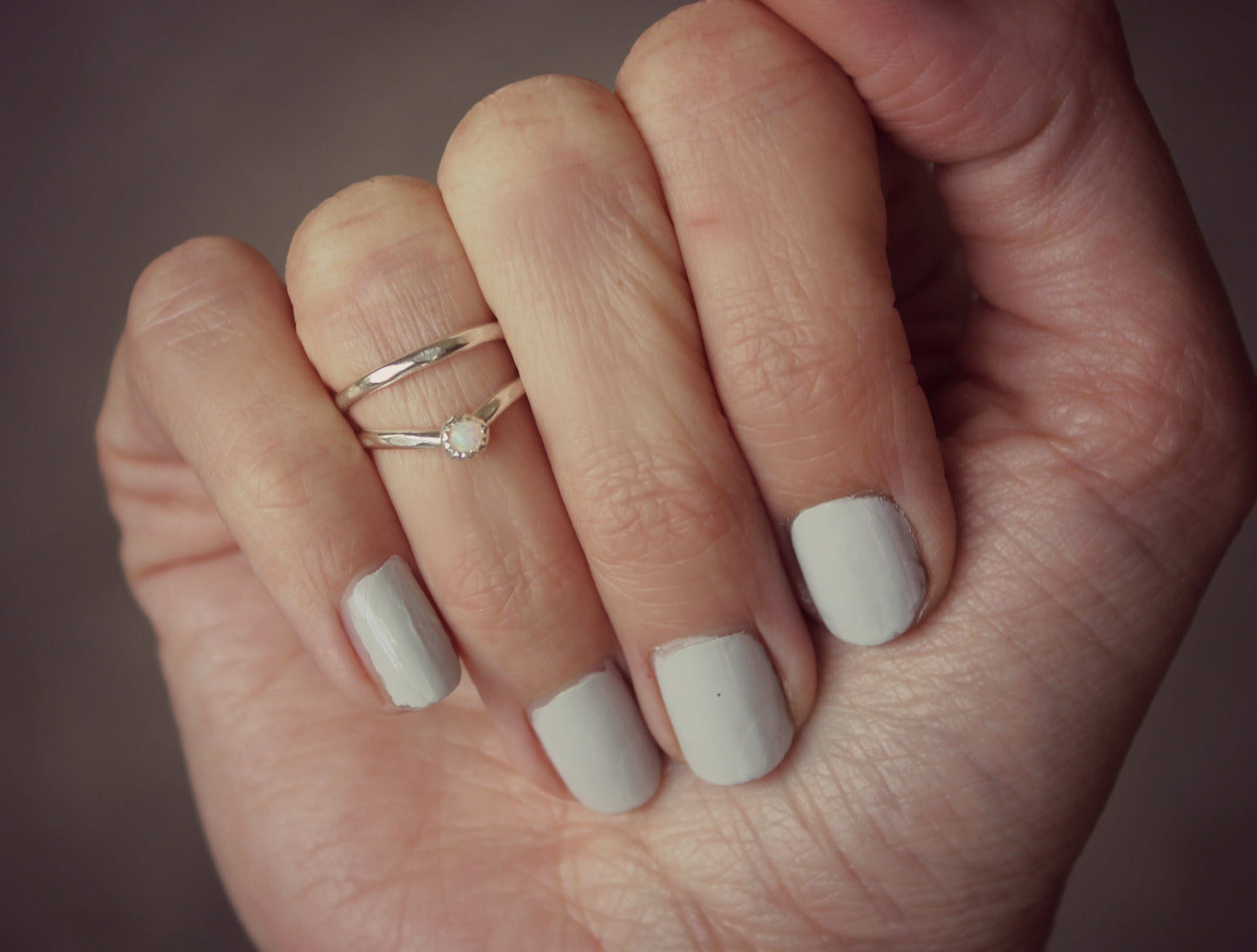 Sterling silver knuckle ring set, stacking rings - choose from opal or turquoise midi rings, mid finger ring, knuckle ring set, silver rings