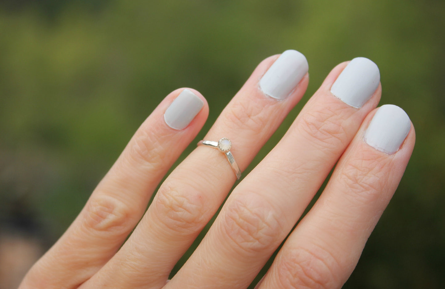 Sterling silver Moonstone knuckle ring, June  birthstone, chevron stacking ring - midi ring, silver ring