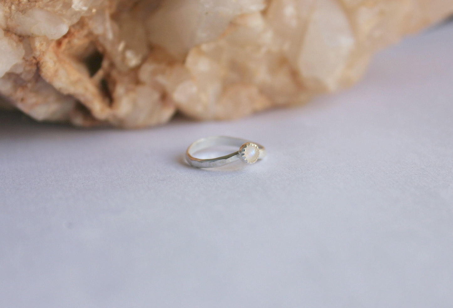 Sterling silver Moonstone knuckle ring, June  birthstone, chevron stacking ring - midi ring, silver ring