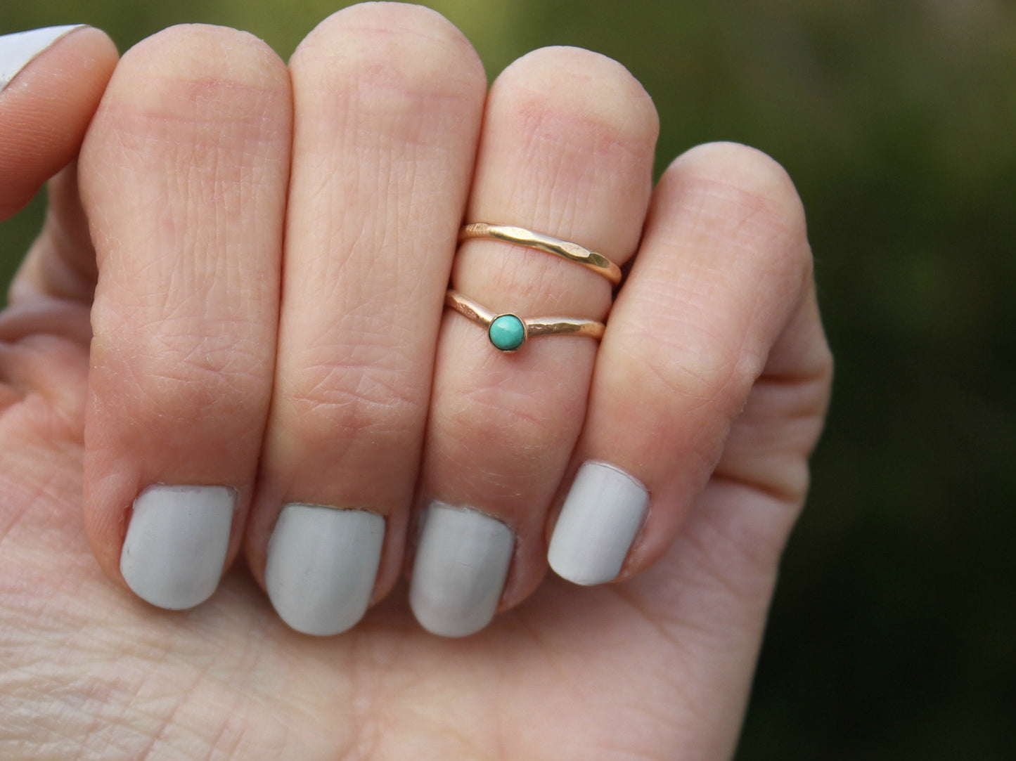 Gold filled turquoise knuckle ring set