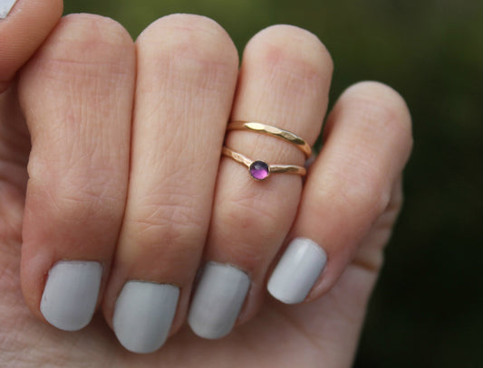 Gold filled Amethyst knuckle ring set
