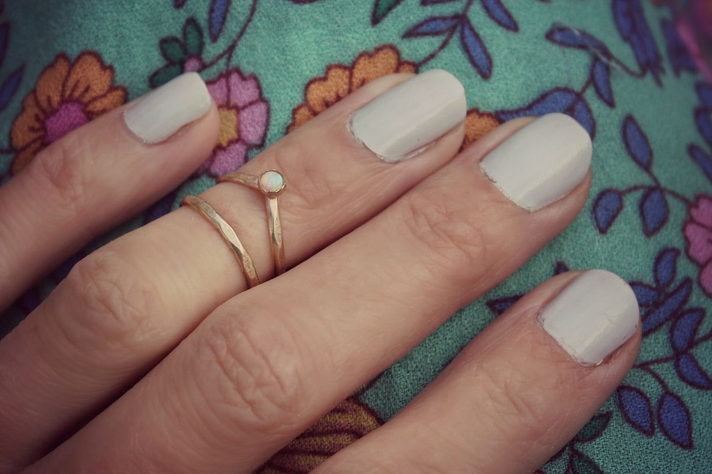Gold filled Opal midi ring set