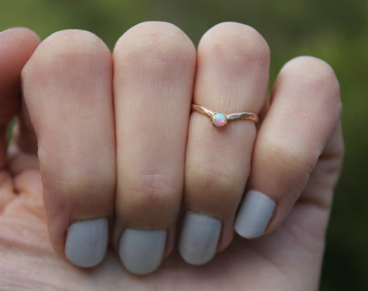 Gold filled Opal ring stacking ring