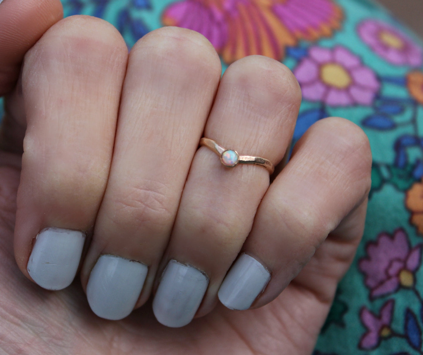Gold filled Opal ring stacking ring