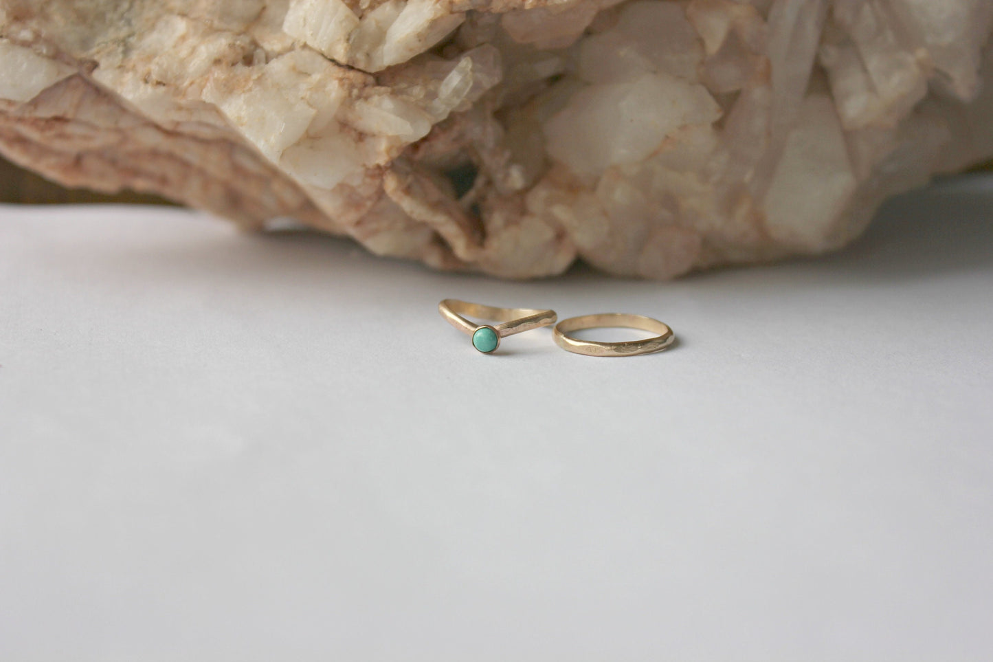 Gold filled turquoise knuckle ring set