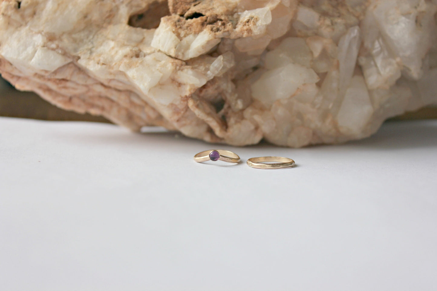 Gold filled Amethyst knuckle ring set