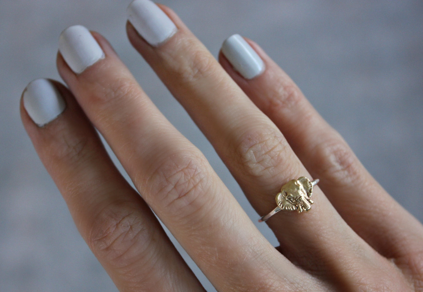 Sterling silver ring, Elephant ring, silver stacking ring, rustic hammered band, elephant jewelry