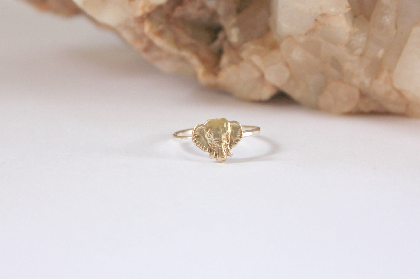 Sterling silver ring, Elephant ring, silver stacking ring, rustic hammered band, elephant jewelry