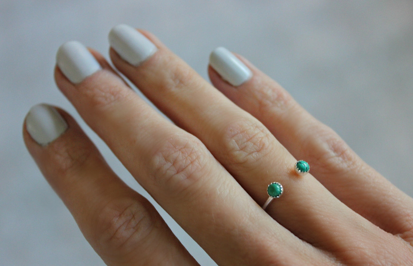 Silver open gemstone ring - double opal ring, sterling silver ring - choose your gemstone