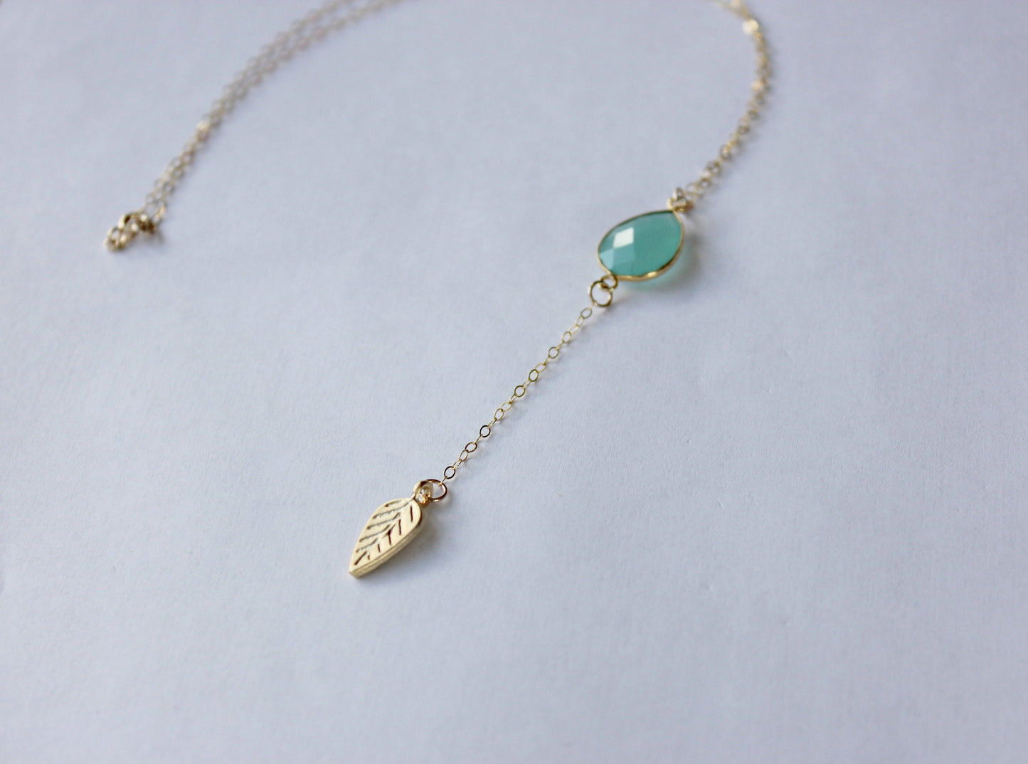 Aqua Chalcedony necklace on a gold filled chain