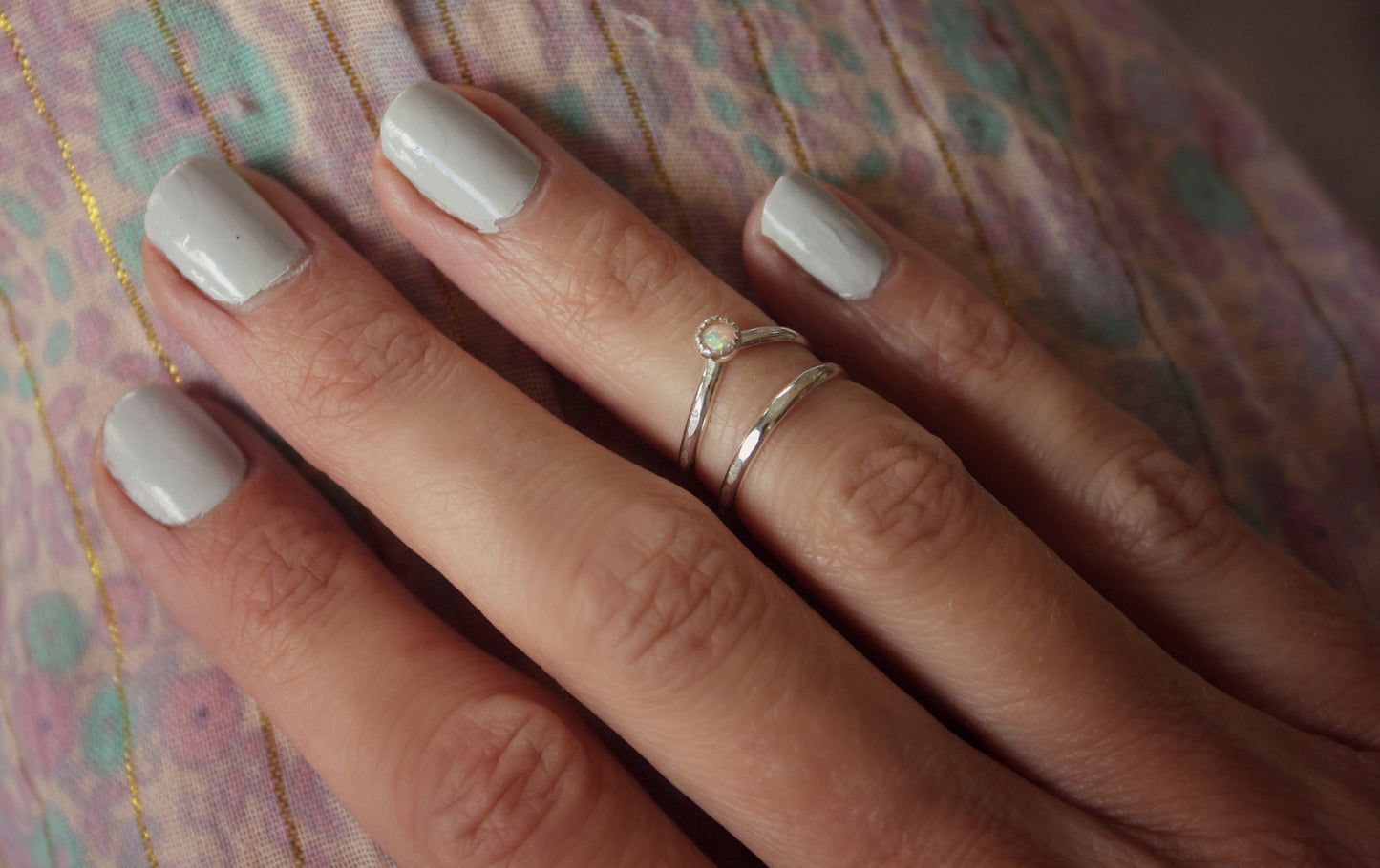 Sterling silver knuckle ring set, stacking rings - choose from opal or turquoise midi rings, mid finger ring, knuckle ring set, silver rings