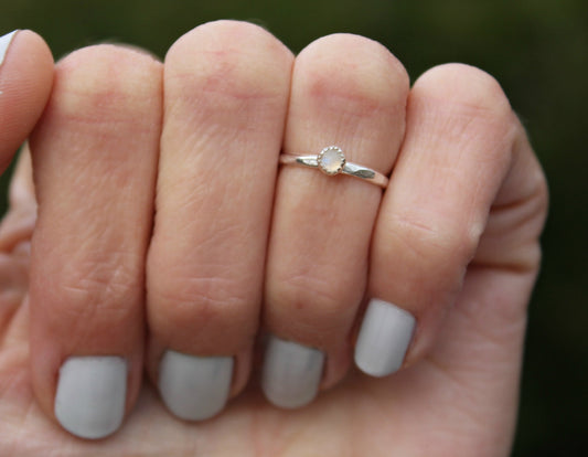 Sterling silver moonstone knuckle ring - June birthstone ring,  stacking ring - midi ring, silver ring