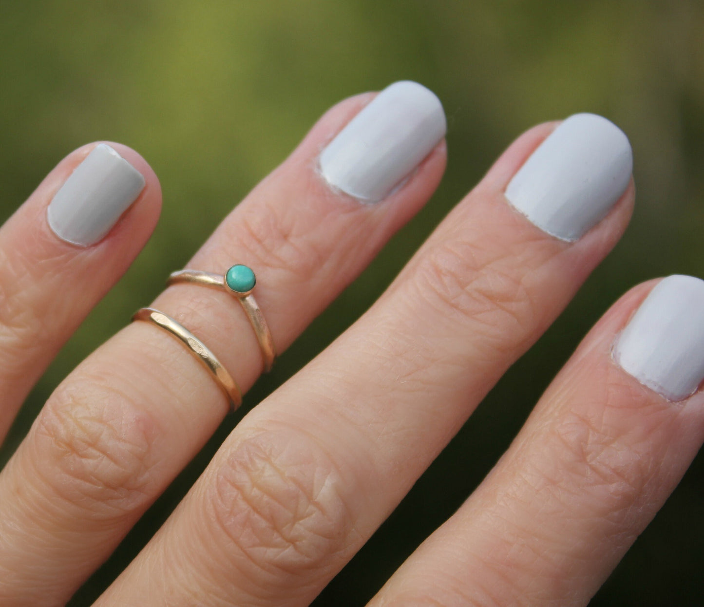 Gold filled turquoise knuckle ring set
