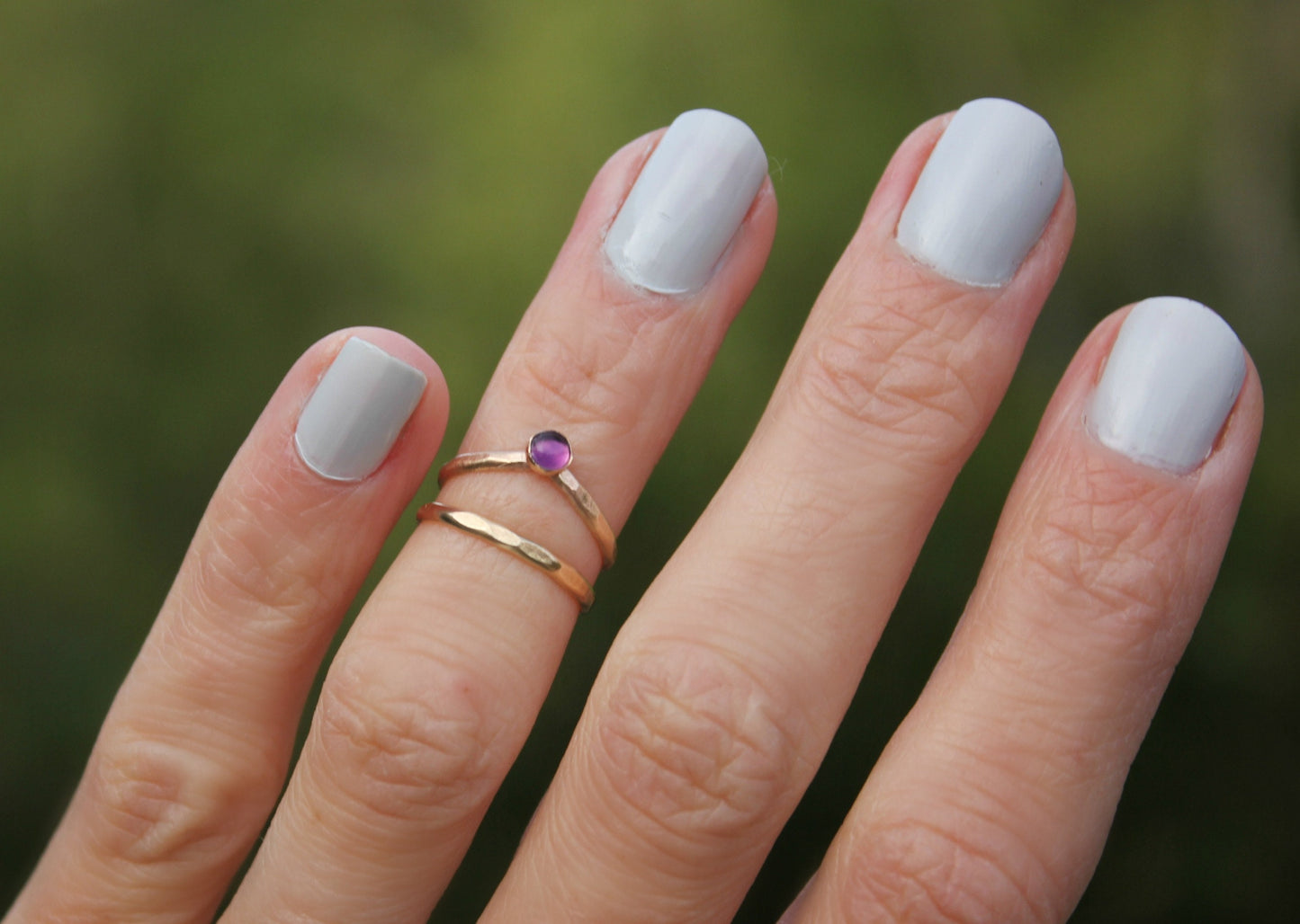 Gold filled Amethyst knuckle ring set
