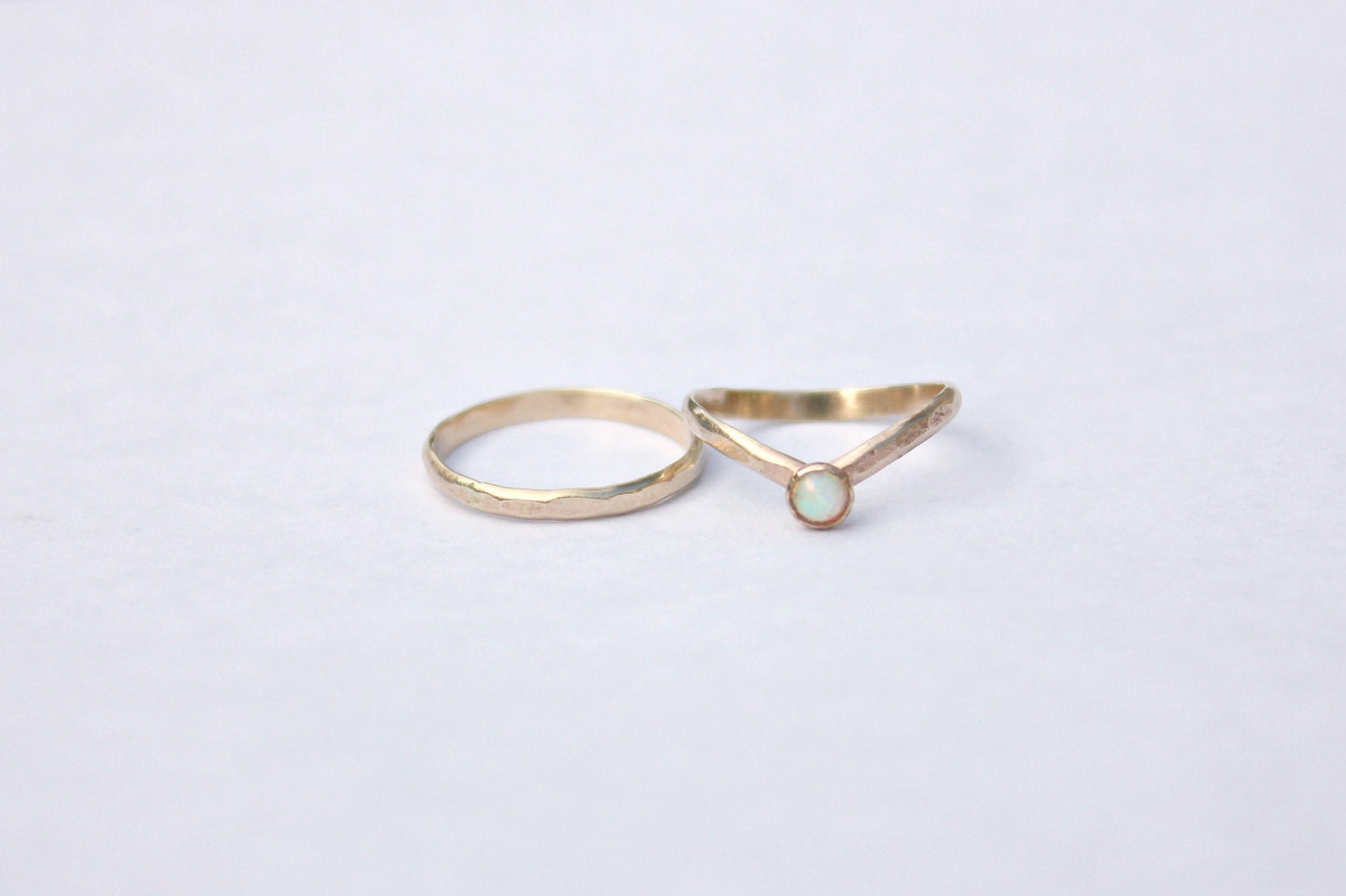 Gold filled Opal midi ring set
