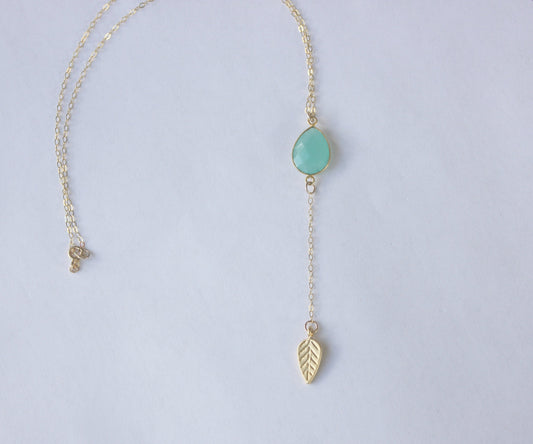 Aqua Chalcedony necklace on a gold filled chain