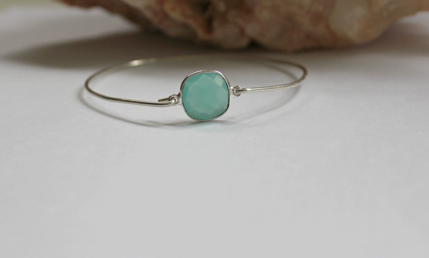 Sterling silver Aqua Chalcedony bracelet - March birthstone